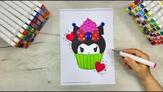 Kuromi Cup Cake 🧁coloring / How to Color Kuromi Cup cake   / Music.🎧🎼