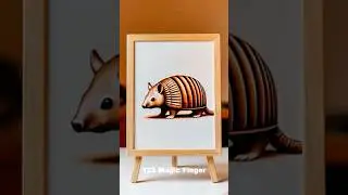 123 Magic Finger | Drawing & Painting the Armadillo 🖌✨ #satisfying #art