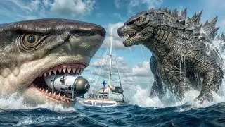 Megalodon Eats Titan Submersible Godzilla Enters Scene.