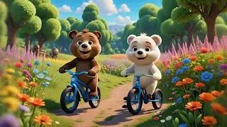 Four Baby Bears Ride a Bike | Fun Adventure Song for Kids | Counting Nursery Rhyme