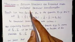Poisson bracket under univalent canonical transformation in MSc | poisson bracket in Hindi 