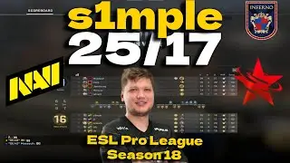 CSGO POV NAVI s1mple (25/17) vs 5yclone (Inferno) @ ESL Pro League Season 18