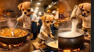 Poor puppy had not money to buy food for poor children's/poor puppy AI video viral videos
