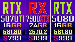 RTX 5070Ti vs RX 7900XTX vs RTX 5080 || PC GAMES BENCHMARK TEST ||