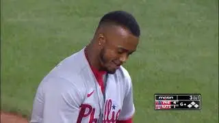 Victor Robles makes an incredible throw from the warning track to complete a double play