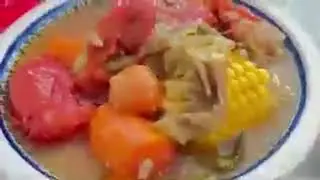sweetcorn soup with tomatoes and carrots