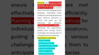 Planning meaning# Features of planning # Planning( Function of Management)# Business Studies