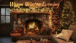 Cozy Winter Cabin Ambiance with Fireplace Sounds & Snowing Outside ❄️ Relax, Study, Sleep