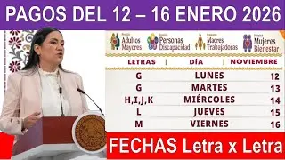 📢 PAGO ENERO 2026 📆 Apellidos que Cobran del 12 AL 16 SEMANA 2 💵 Pensiones Bienestar LetraxLetra