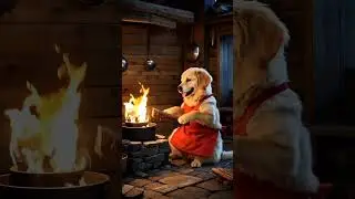 Cute Dog Cooking Like a Human? AlCreation Magic! #Cute Dog #Cooking Dog #funny #shorts #viralvideo