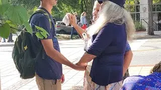 Community outreach Bibles and tracts Singing and ministry 