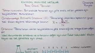 ANALİTİK KİMYA-Kimyasal Analizde Hatalar-Bazı Önemli Terimler