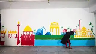 Making of the mural at Google For Entrepreneurs Lounge at 91springboard!
