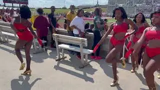 Tuskegee University Marching Crimson Piper Band Marching In vs AAMU 2023