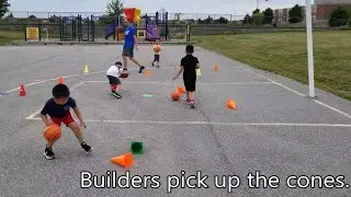Fun Basketball Dribbling Game For Kids!  Builders & Bulldozers.