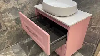 Josef Martin Foxton 800mm Wall Mounted Vanity Unit with Pebble Worktop - Blush (17608)