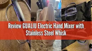 Review GUALIU Electric Hand Mixer with Stainless Steel Whisk, Dough Hook Attachment and Storage Bag,