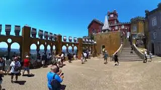360° walking video at Pena palace in Sintra, Portugal