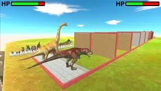 Dinosaur Race Through Blocks Tournament - Animal Revolt Battle Simulator