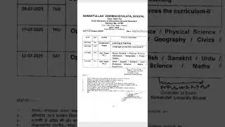 B.ED 2nd semester time table 2025 barkatullah university, bhopal