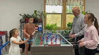 Cute Baby Girl Loves Her New Foosball Table Playing with Family #foosball #table #game #family #fun