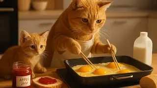 Mama Cat and Kitten Morning Breakfast Routine 🍳🐾 | Cozy Cat Family Story 