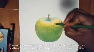 Green apple using colored pencils