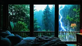 Heavy Rain on Corner Window 🌧️ Cozy Bedroom Ambience for Deep Sleep, Rest, Study, Focus - Rain ASMR