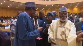 'Kilode now' -- Abdulsalami speaks Yoruba in banter with Buhari, Obasanjo