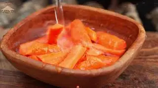 Stone plate&ndash;grilled steak + stir-fried carrots