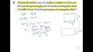 The lateral surface area of a hollow cylinder is 4224 cm2.It is cut along its height and formed a re