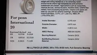 Penn International 20 bearing sizes & plate thread sizes.