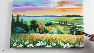 Country side / Acrylic Painting for Beginners / Landscape Painting  /  Step By Step