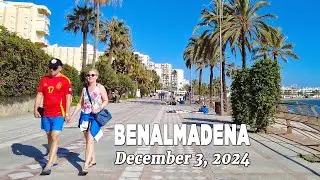 Benalmadena December 3, 2024 Beach Promenade Walk Costa del Sol Spain [4K]