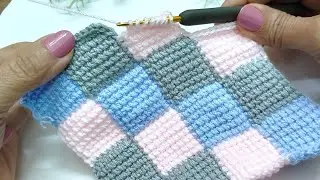 بطانيه كروشيه تونسي/مفرش سرير كروشيه تونسي #handmade #diy #اكسبلور #crochet #تعليم 