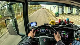 ASMR 🇩🇪 POV Truck Driving Scania R500 | Trip To Germany Rain, Delivering Flowers | 4k HD |