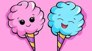 How to Draw Cute Cotton Candy 🍭 | Easy Cotton Candy Drawing & Coloring for Kids