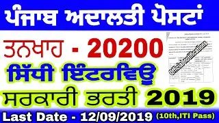 Punjab govt recruitment/Punjab govt jobs 2019/Salary 20200/Age 18-37/Direct interview by msw study