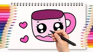 How to Draw a Cute Kawaii Cup ☕ | Easy Step-by-Step Drawing for Kids | 4K Ultra HD