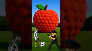 Epic Football Battle 🍎⚽ Giant Fruit vs Funny Cop