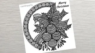 Christmas Special Mandala Art | How to draw Mandala for Beginners #christmas #vanithaarts #doodle