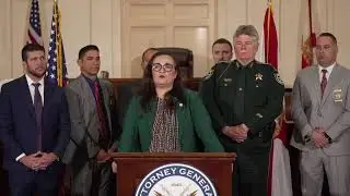 AG Uthmeier joins State Attorney Gladson and Sheriff Nienhuis to announce child predator indictment.