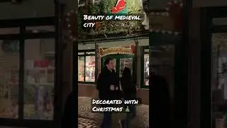 Santa Claus and Half-Timbered houses in medieval city in Germany. Full video on the channel.