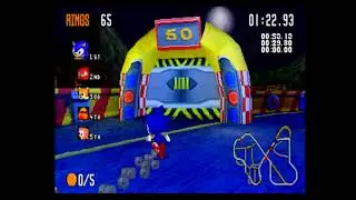 Sonic R Sega Saturn Gameplay - Collecting an Emerald and Finishing 1st on Hard Difficulty