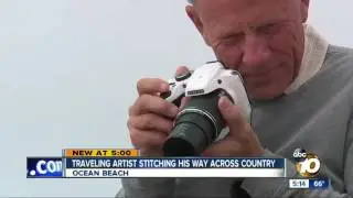 Traveling artist stitching his way across country