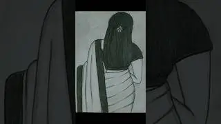 How to Draw a Beautiful Woman in Saree - Backside #shortsvideo