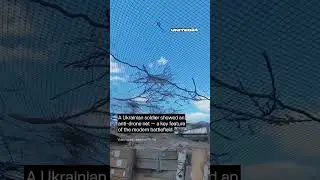 Ukrainian Soldier Shows Anti-Drone Net Which Protects Dugout #warinukraine