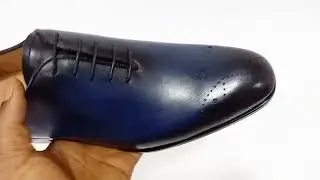 Navy Black Bosco Italian Leather Oxford Patina Shoe