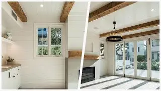 75 Limestone Floor Living Space With A Concrete Fireplace Design Ideas You'll Love 🔴