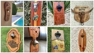 30 ideias de abridor de garrafa de parede feitos de madeira  ! Abridor de garrafa magnético !